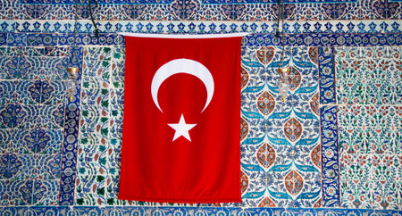 Turkish national flag hang on a pole in open air