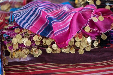 Turksih traditional woman scarf with some embroideryの写真素材