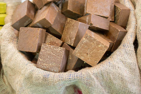 Collection of bars of fragrant hand made organic soapの写真素材