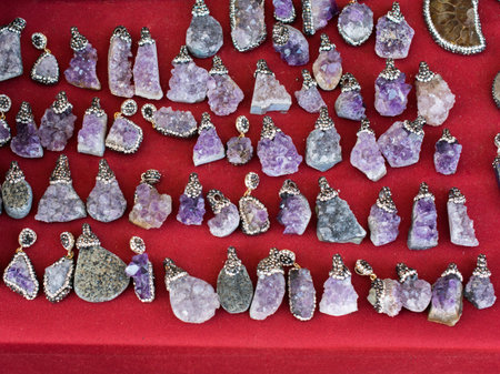 Set of natural mineral gemstones of a certain type