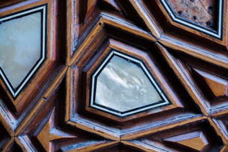 Ottoman Turkish  art with geometric patterns on woodの写真素材