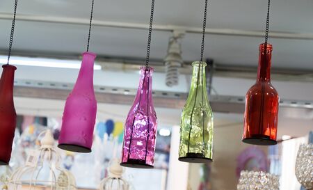 Set of small colorful transparent  bottlesの写真素材