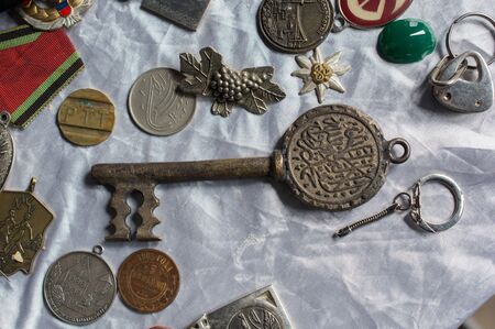 Retro styled color   decorativel key made of metalのeditorial素材