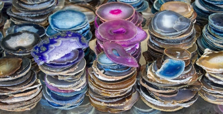 Set of natural mineral gemstones of a certain type