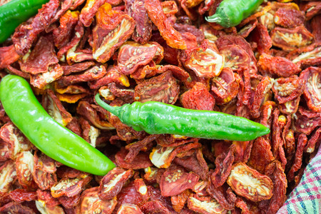 Fresh green pepper found at the market standの写真素材