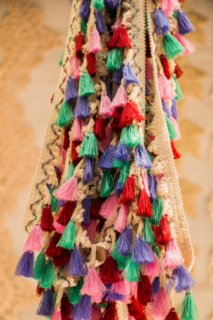 Selection of Ottoman Turkish traditional tassels in various colorsの写真素材