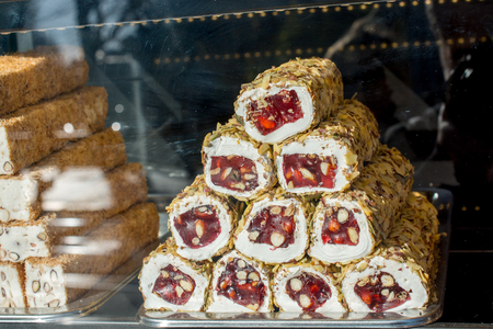 Load of traditional turkish delight lokum candyの写真素材