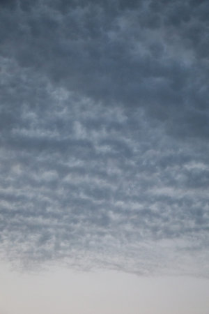 Dark and grey clouds are in the sky
