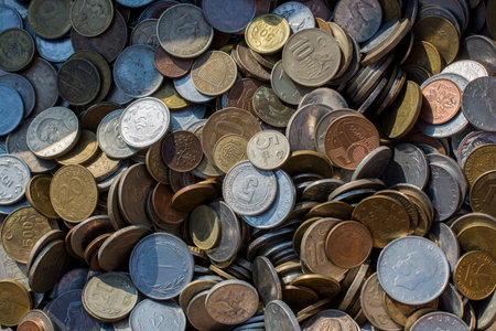 Old metal coin collectiions of various currencies