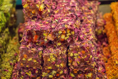 Load of traditional turkish delight rahat lokumの写真素材