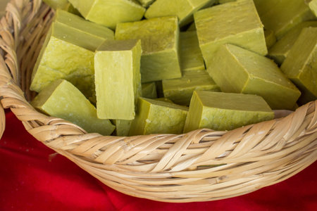 Collection of bars of fragrant hand made organic soapの写真素材