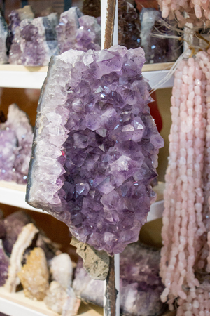 Raw violet amethyst rock with crystal ametist esotericの写真素材