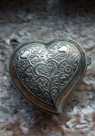 Colorful decorative objects in the shape of a heartの写真素材