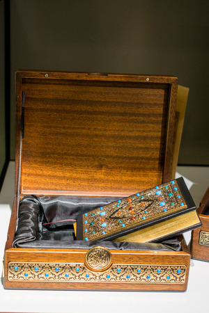 Holy Book Quran with decorative cover and  boxの写真素材