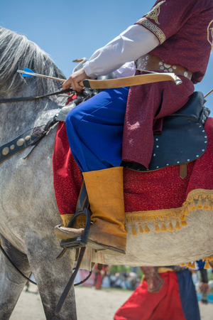 Turkish  man and horseman ethnic clothes examplesの写真素材