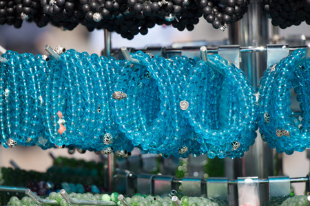 Bracelet made of some colorful beadsの写真素材