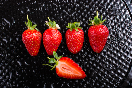 A view of a juicy, sweet and ripe strawberry fruitの写真素材