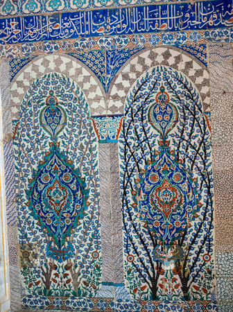 Ottoman ancient Handmade Turkish Tiles with floral patternsの写真素材
