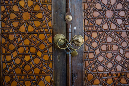 Ottoman Turkish  art with geometric patterns on wood
