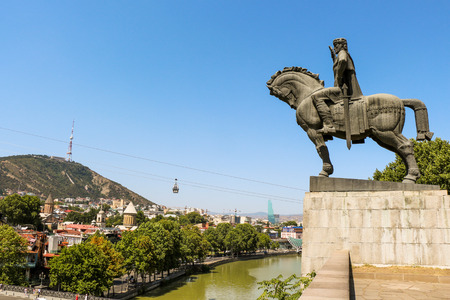 Kura river panorama of Tbilisi in Georgiaの写真素材