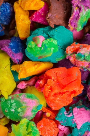 Dry colorful play dough in smal piecesの写真素材