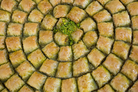 Turkish traditional national desserts Baklava as backgroundの写真素材
