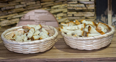 Traditional Turkish style made bread slicesの写真素材