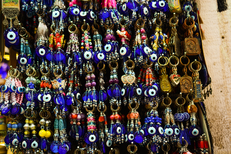 Turkish ceramics in a bazaarの写真素材