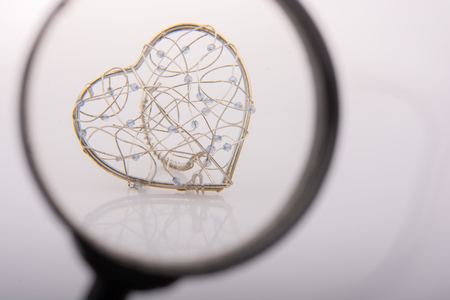 Colorful decorative objects in the shape of a heartの写真素材