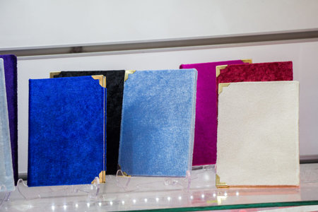 Set of color note books in the view
