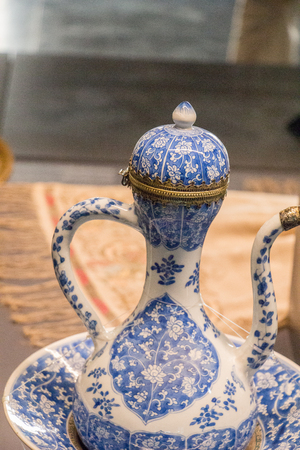 Very old style clay ewer water jar in viewの写真素材