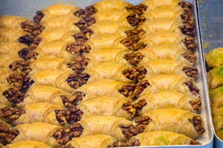 Turkish traditional desert sweets at the Marketの写真素材