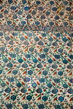 Ottoman ancient Handmade Turkish Tiles with floral patternsの写真素材