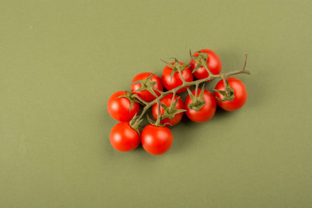 Bunch of red ripe tasty fresh naturel cherry tomatosの写真素材