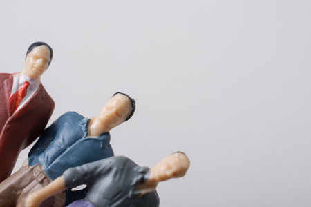 Tiny figurine of man miniature model in viewの写真素材