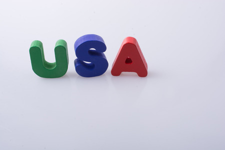 the word USA written with colorful letter blocksの写真素材