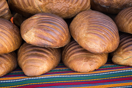 Traditional Turkish style made bread loafの写真素材