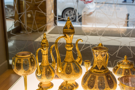 Very old style glass ewer water jar in viewの写真素材