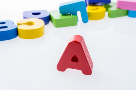 Letter cubes of Alphabet made of woodの写真素材