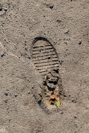 Footstep pattern seen on a concrete backgroundの写真素材