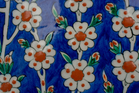 Ottoman ancient Handmade Turkish Tiles with floral patterns