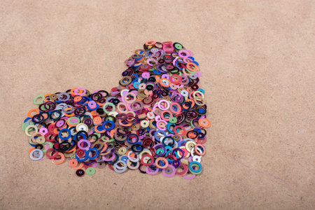 Colorful decorative objects in the shape of a heart