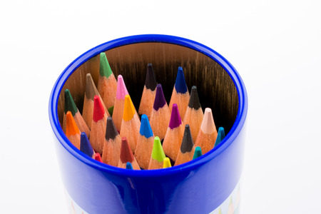 Color pencils of various color on a white backgroundの写真素材