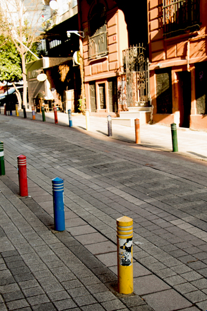 Texture background of a cobblestone paved streetの写真素材