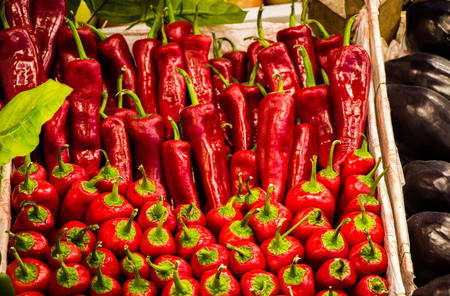 Fresh red pepper found at the market standの写真素材