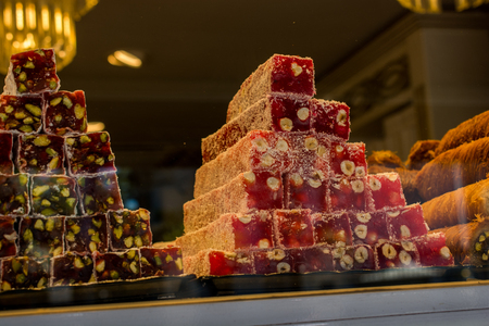Load of traditional turkish delight lokum candyの写真素材