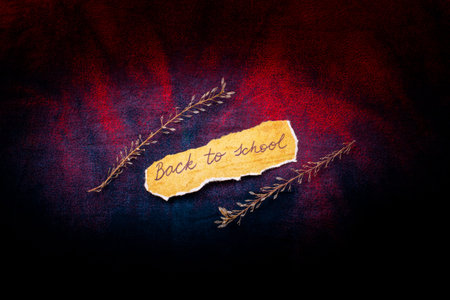 Back to school wording on a piece of torn paper
