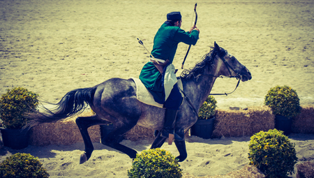Ottoman archer riding and shooting on horsebackのeditorial素材