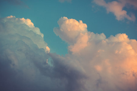 Dark and grey clouds are in the sky