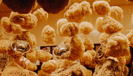 Collection of sea sponges found on a market stall